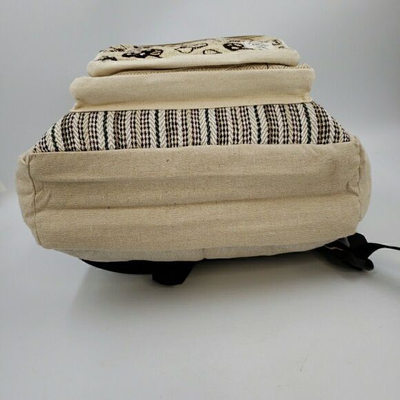 Mushroom Laptop Backpack Travel Bag Lightweight Himalayan Hemp Neutral Stripe - Picture 13 of 16